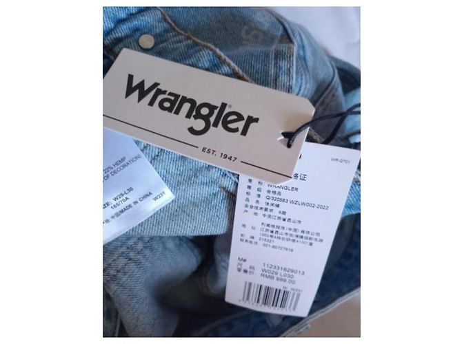 Autre Marque Wrangler Jean Barrel High Rise Monograma en Denim Azul - vista 7