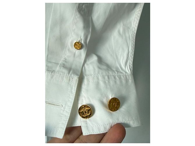 Chanel Camicia Bianca C Collection Bottoni Dorati CC - vista 2