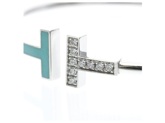 Autre Marque Bangles Tiffany T Wire con diamanti e turchese - vista 10