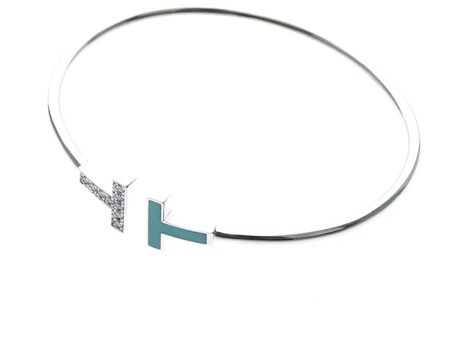 Autre Marque Bangles Tiffany T Wire con diamanti e turchese - vista 11