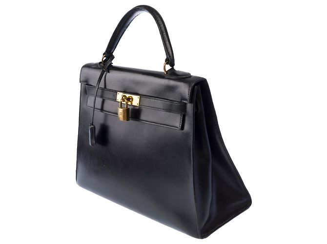 Hermès HERMES Kelly 32 Tasche aus dunkelblauem Leder - 104022 - Ansicht 4