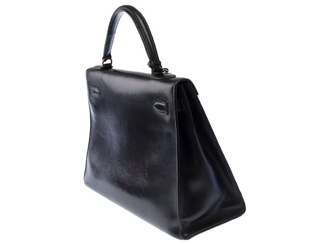 Hermès HERMES Kelly 32 Tasche aus dunkelblauem Leder - 104022 - Ansicht 5