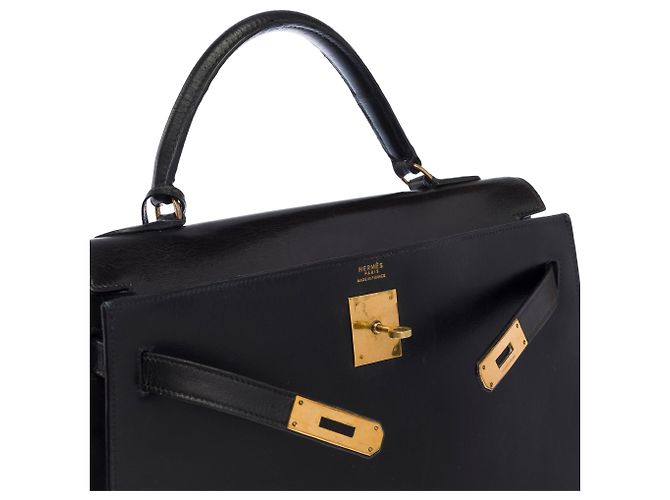 Hermès HERMES Kelly 32 Tasche aus dunkelblauem Leder - 104022 - Ansicht 6