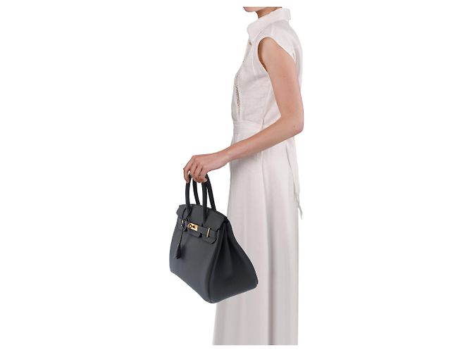 Hermès HERMES Birkin 30 Tasche aus grauem Leder - 104034 - Ansicht 13