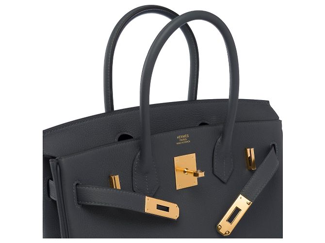 Hermès HERMES Birkin 30 Tasche aus grauem Leder - 104034 - Ansicht 7