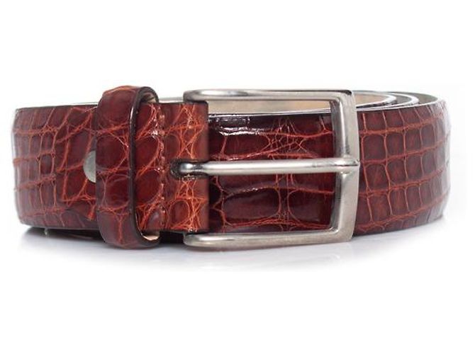 Santoni, Cinturón de piel de cocodrilo marrón - vista 3