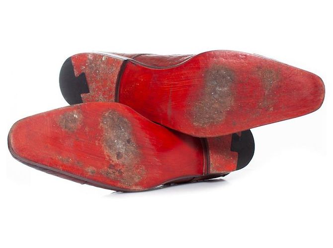 Santoni, scarpa double monk strap in coccodrillo marrone - vista 7