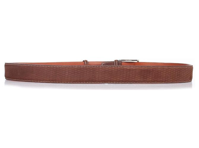 Santoni, Gürtel aus strukturiertem braunem Wildleder - Ansicht 2