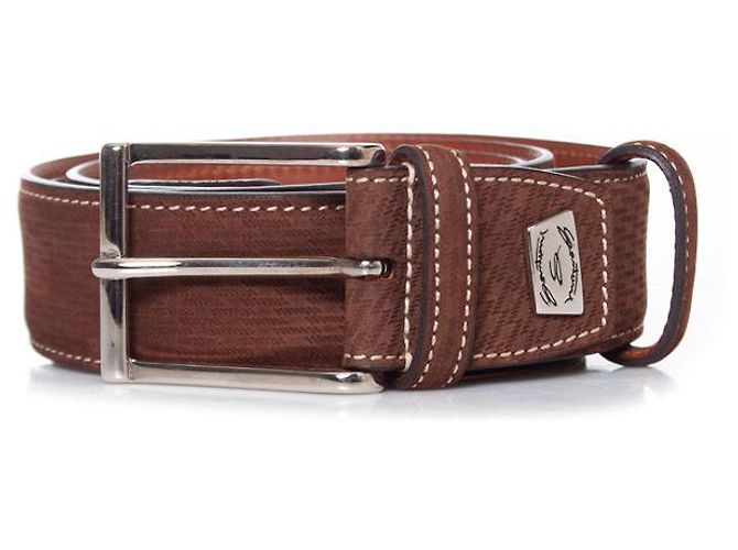 Santoni, Gürtel aus strukturiertem braunem Wildleder - Ansicht 3