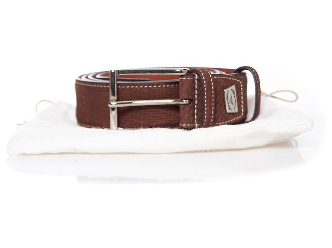 Santoni, Gürtel aus strukturiertem braunem Wildleder - Ansicht 5