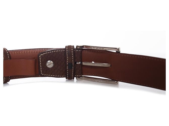 Santoni, Gürtel aus strukturiertem braunem Wildleder - Ansicht 8
