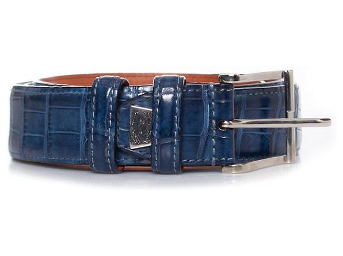 Santoni, Cinturón de piel de aligátor azul - vista 3