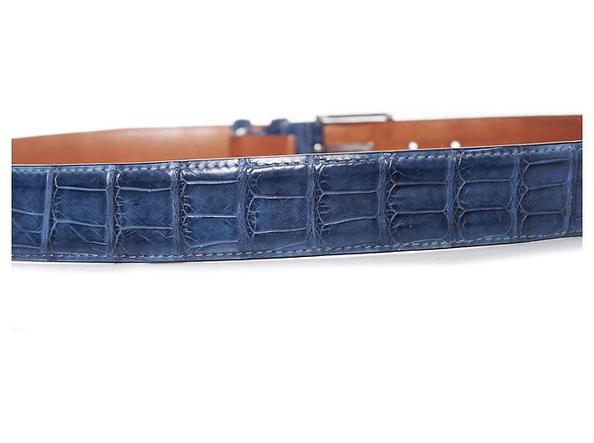 Santoni, Cinturón de piel de aligátor azul - vista 4