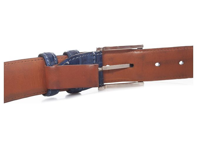 Santoni, Cinturón de piel de aligátor azul - vista 8