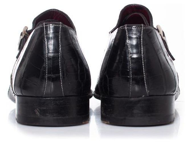 Santoni, scarpe in alligatore Black Edward 9156 - vista 3