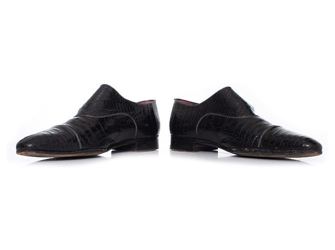 Santoni, scarpe in alligatore Black Edward 9156 - vista 6