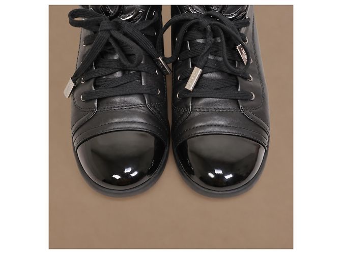 Chanel Sneakers in pelle nera e vernice - vista 14