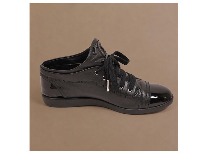 Chanel Sneakers in pelle nera e vernice - vista 9