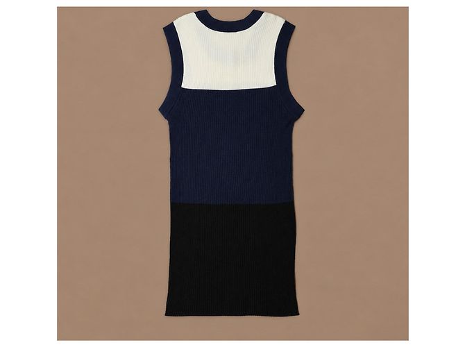 Chanel Abito Top in Maglia senza Maniche Blu Navy - vista 2