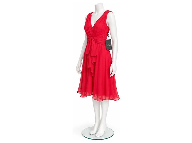 Vestido de cóctel de gasa rojo Vera Wang - vista 2