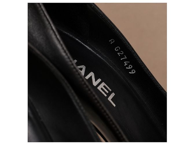 Chanel Escarpins Plateforme Cuir Noir - vue 14