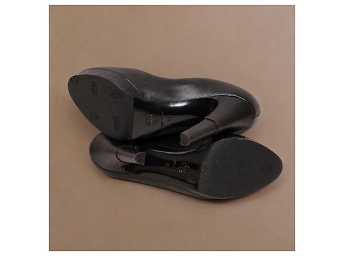 Chanel Escarpins Plateforme Cuir Noir - vue 15