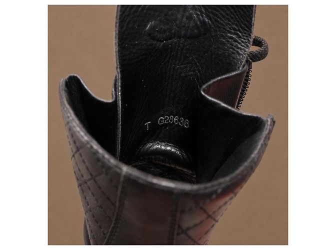 Chanel Stivaletti combat pelle matelassé nera - vista 14