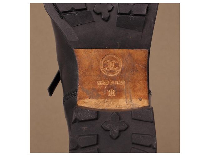 Chanel Stivaletti combat pelle matelassé nera - vista 15