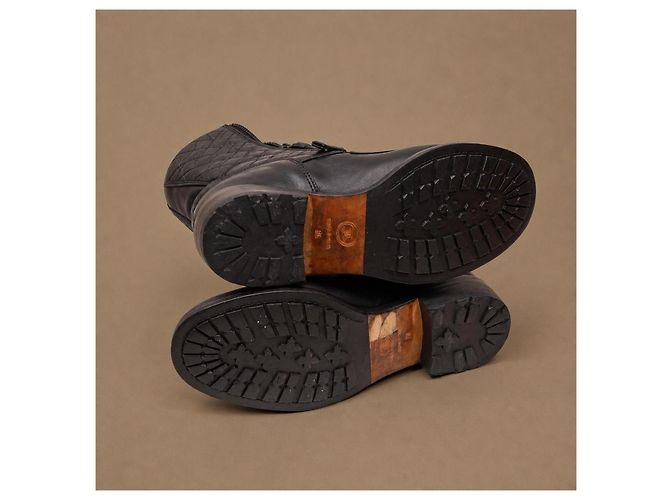 Chanel Stivaletti combat pelle matelassé nera - vista 9
