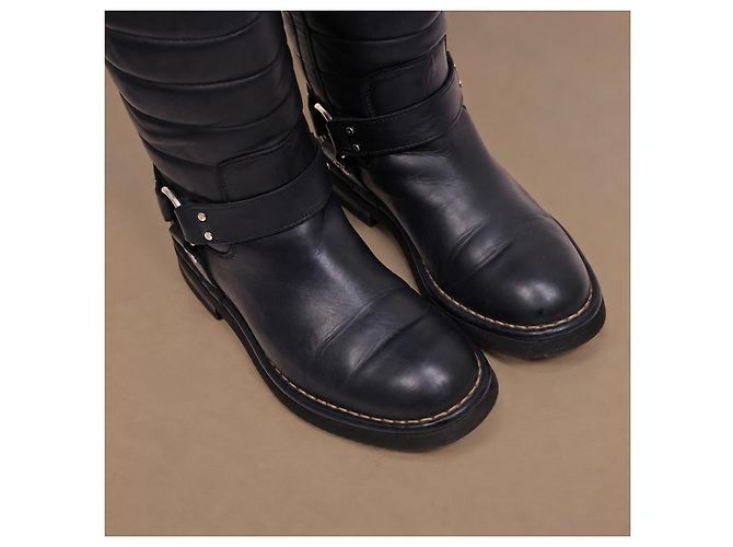 Stivali Chanel Dallas Pelle Blu Navy Stelle - vista 11
