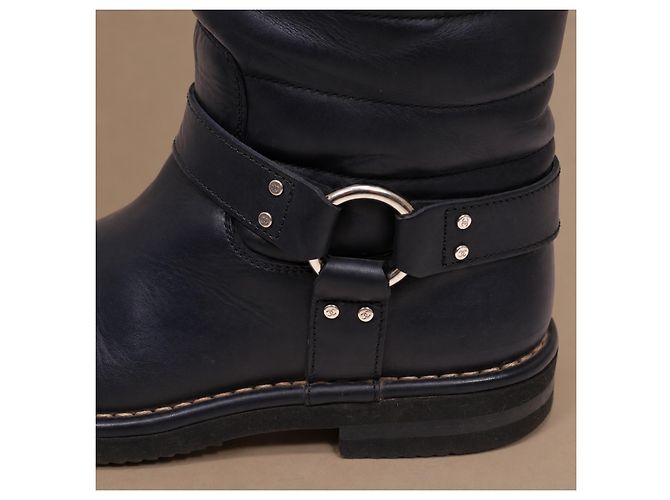 Stivali Chanel Dallas Pelle Blu Navy Stelle - vista 16