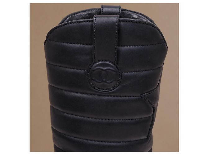 Stivali Chanel Dallas Pelle Blu Navy Stelle - vista 17