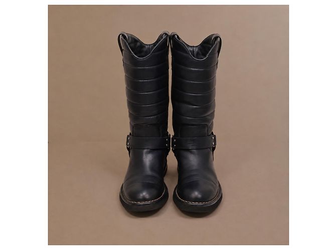 Stivali Chanel Dallas Pelle Blu Navy Stelle - vista 2