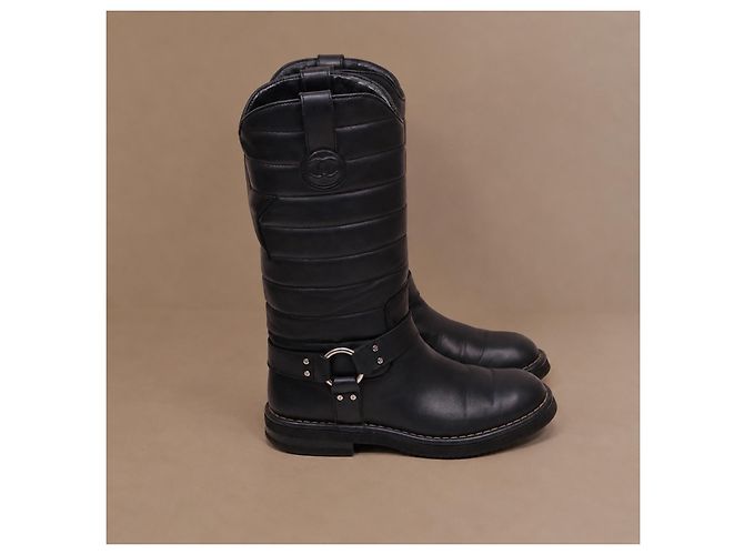 Stivali Chanel Dallas Pelle Blu Navy Stelle - vista 3