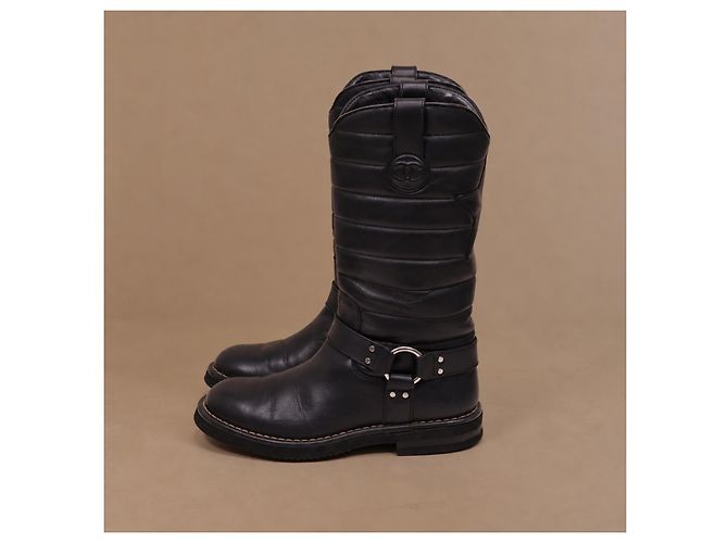 Stivali Chanel Dallas Pelle Blu Navy Stelle - vista 4