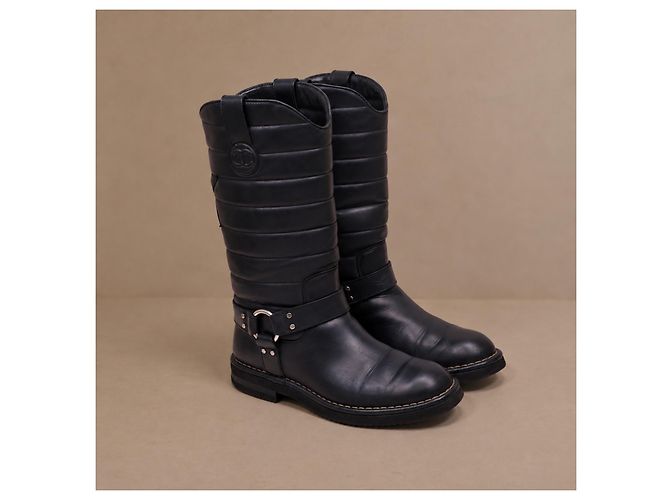 Stivali Chanel Dallas Pelle Blu Navy Stelle - vista 6
