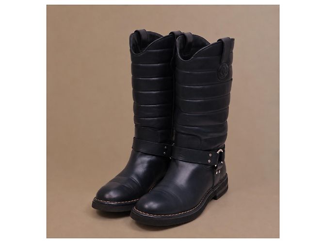 Stivali Chanel Dallas Pelle Blu Navy Stelle - vista 7