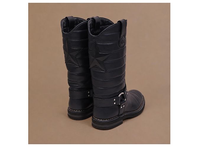 Stivali Chanel Dallas Pelle Blu Navy Stelle - vista 8