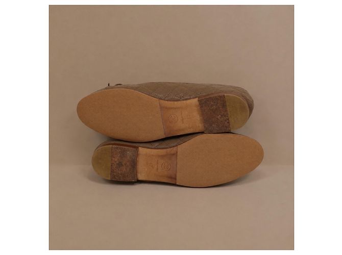 Chanel Classic Ballerinas aus gestepptem Leder Etoupe - Ansicht 13