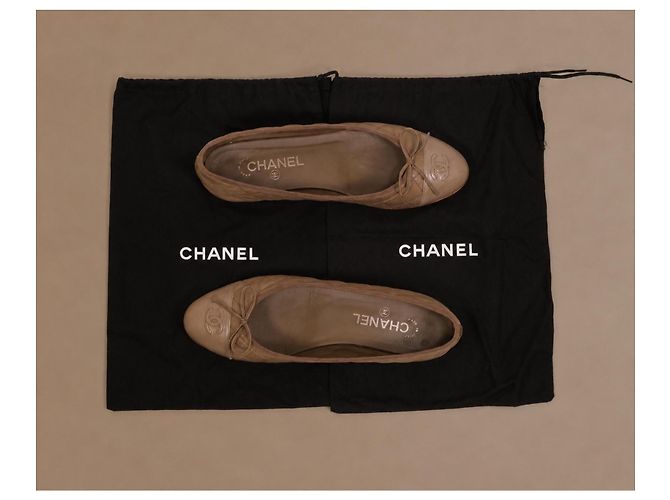 Chanel Classic Ballerinas aus gestepptem Leder Etoupe - Ansicht 16