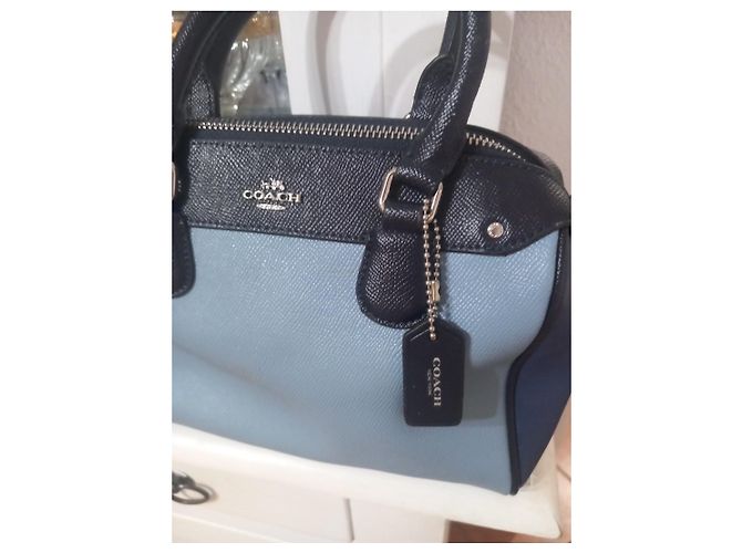 Borsa Coach in pelle blu e azzurro - vista 2