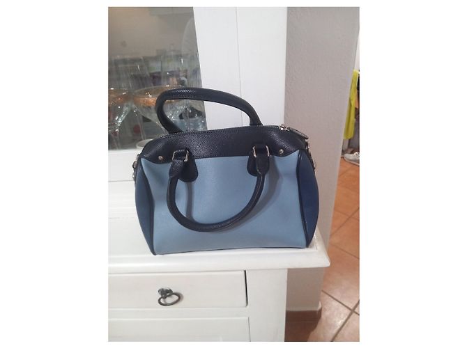 Borsa Coach in pelle blu e azzurro - vista 3