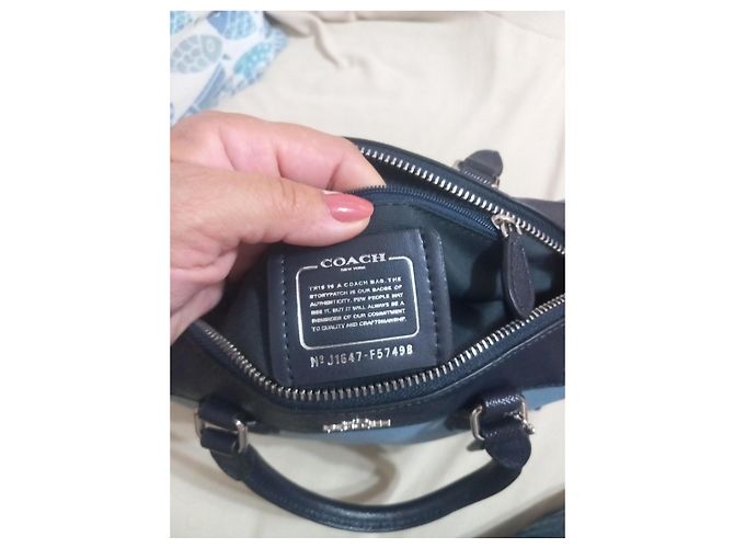 Borsa Coach in pelle blu e azzurro - vista 6