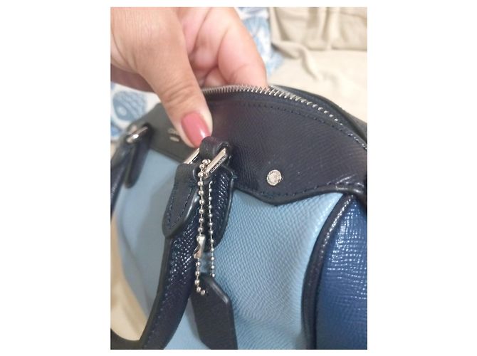 Borsa Coach in pelle blu e azzurro - vista 7