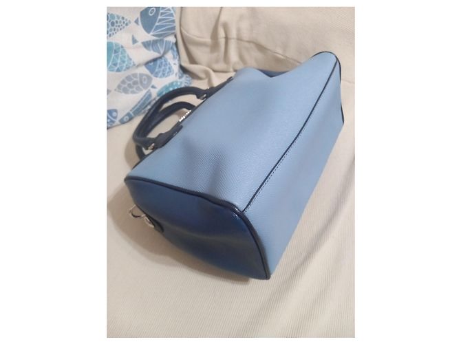 Borsa Coach in pelle blu e azzurro - vista 8