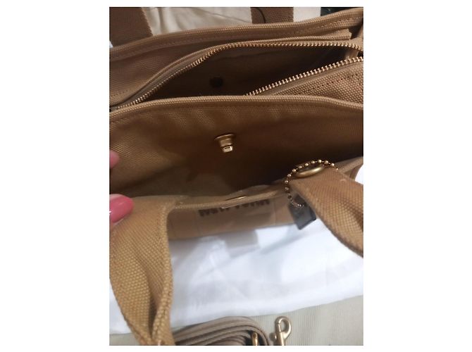 Borsa Coach Cargo Tote 26 in tela color cammello - vista 7