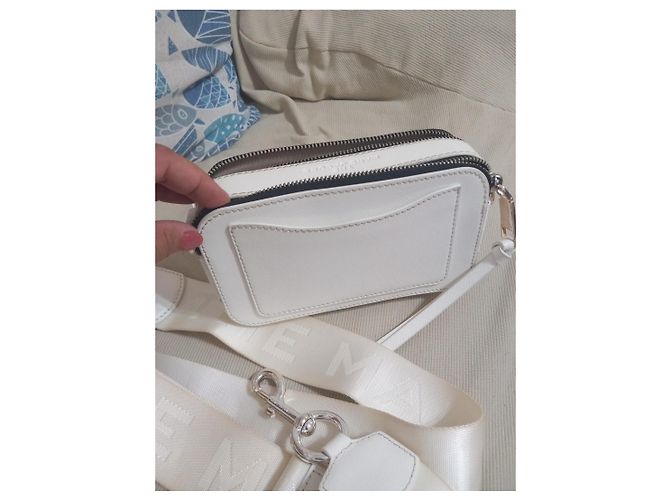 Marc Jacobs Borsa a tracolla The Snapshot in pelle bianca - vista 11