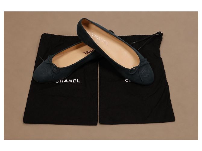 Bailarinas Chanel de ante verde oscuro - vista 14