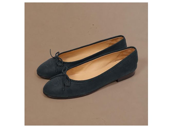 Bailarinas Chanel de ante verde oscuro - vista 2