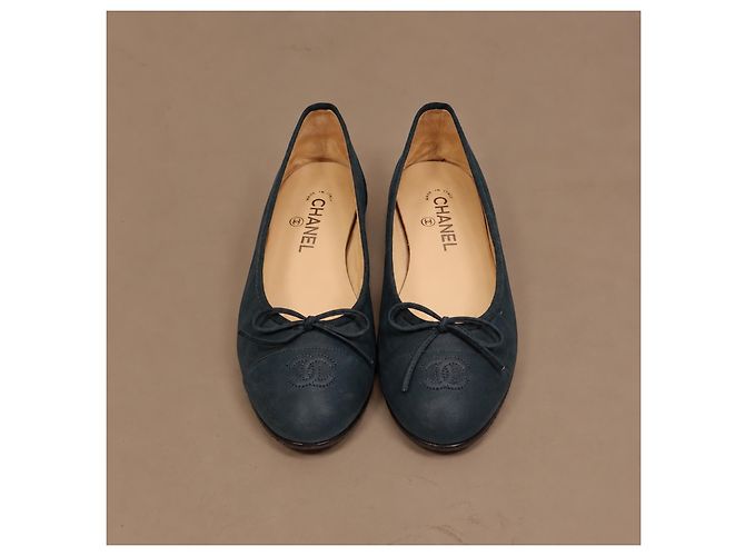 Bailarinas Chanel de ante verde oscuro - vista 3